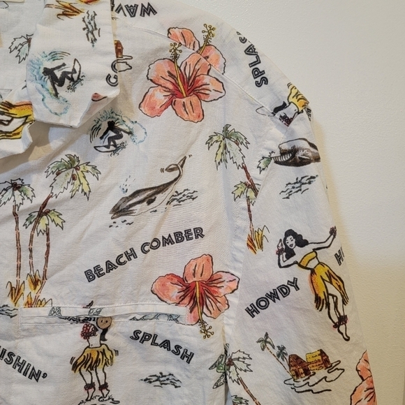 H & M Hawaiian Shirt Button Down short sleeve Tropical Surf Beach Size M - Picture 4 of 13